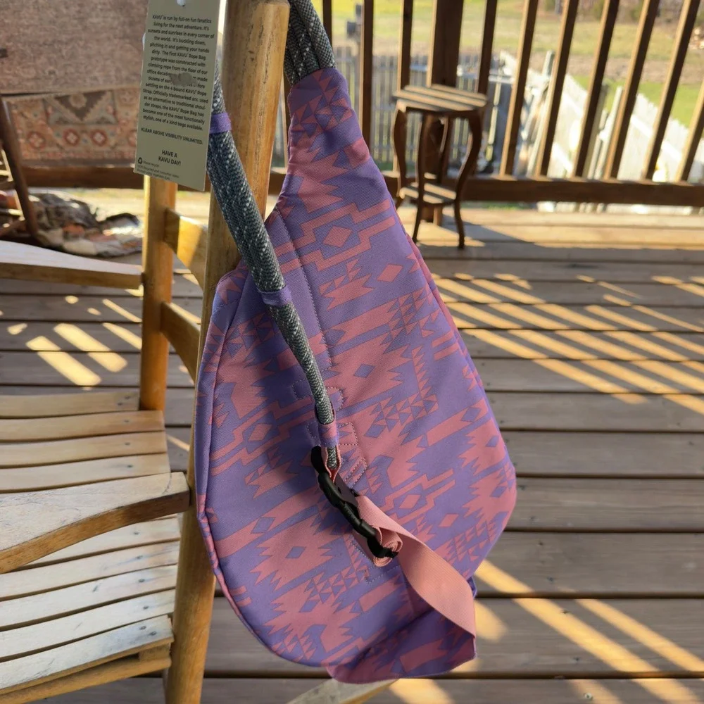 KAVU‎ Rope Sling Bag Purple Pink Aztec Pattern Outdoor Adventure NWT